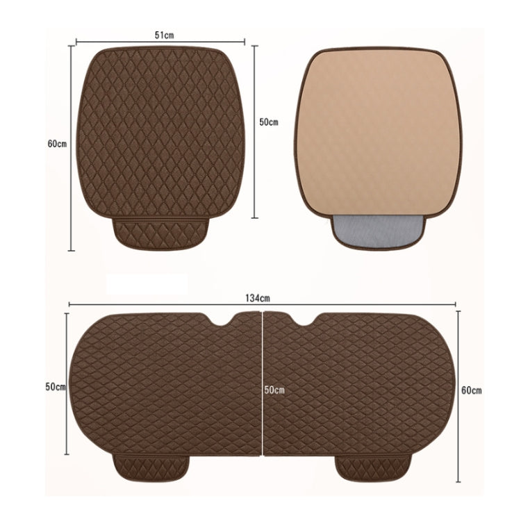 Non-Slip Rhombus Imitation Linen Car Seat Cushion, Color: Beige Front Row by buy2fix