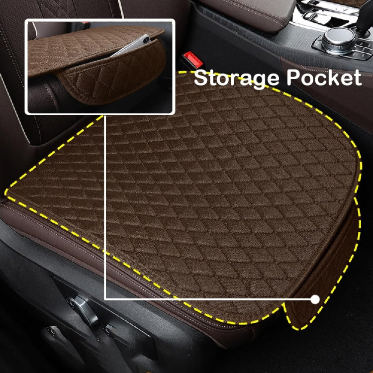 Non-Slip Rhombus Imitation Linen Car Seat Cushion, Color: Black Front Row by buy2fix