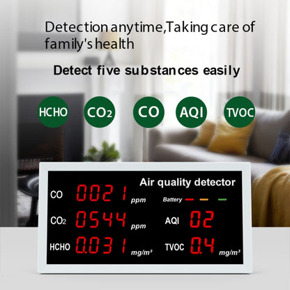 5-in-1 Indoor Home Portable Air Monitor TVOC Formaldehyde Detector(W17A Light Gray) - Air & Water Quality Tester by buy2fix | Online Shopping UK | buy2fix
