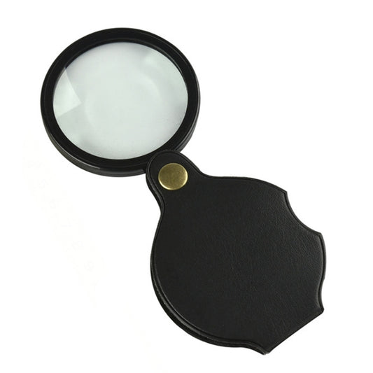 50mm 10X Folding Leather Case Magnifier Pocket Magnifying Glass - Hand Held Style by buy2fix | Online Shopping UK | buy2fix