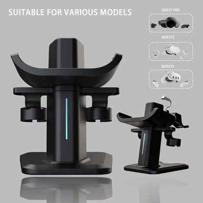 For Meta Quest 3 / 2 / Pro Charging Storage Stand With RGB Lights(Black) - VR Accessories by buy2fix | Online Shopping UK | buy2fix