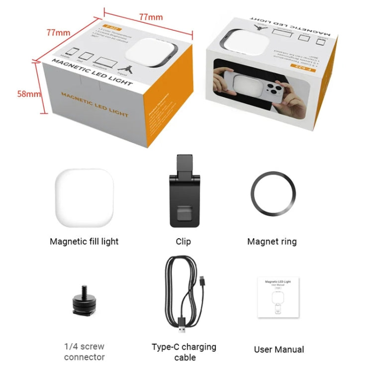 Mini Magnetic Fill Light Rechargeable Tri-Color Temperature Selfie Light - Selfie Light by buy2fix | Online Shopping UK | buy2fix