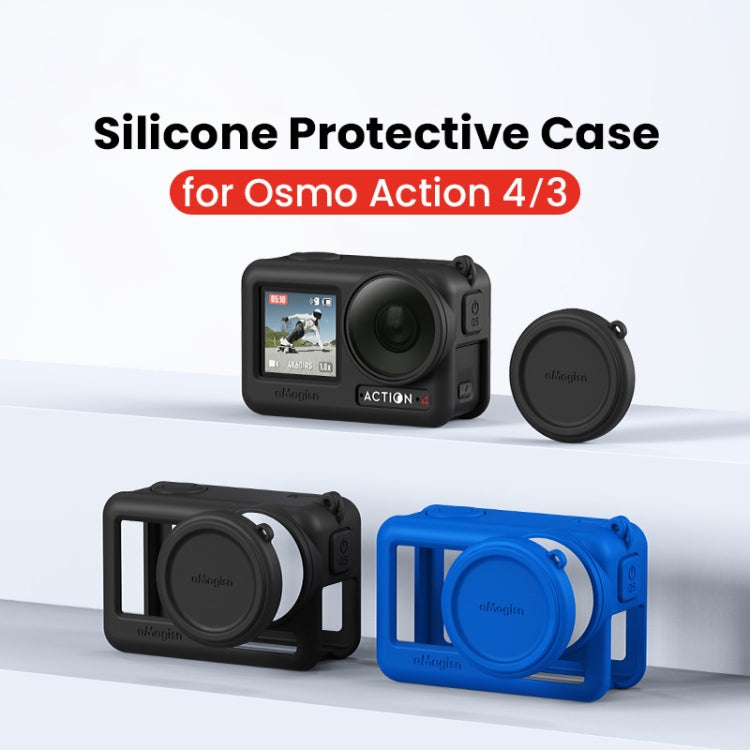For DJI Osmo Action 4 / 3 aMagisn Silicone Protection Case Camera Protection Accessories(Black) by aMagisn