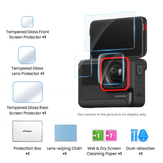 3 In 1 For Insta360 ACE aMagisn Tempered Film Protective Stickers Sports Camera Accessories by aMagisn