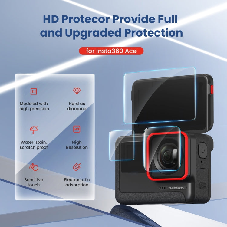 3 In 1 For Insta360 ACE aMagisn Tempered Film Protective Stickers Sports Camera Accessories by aMagisn
