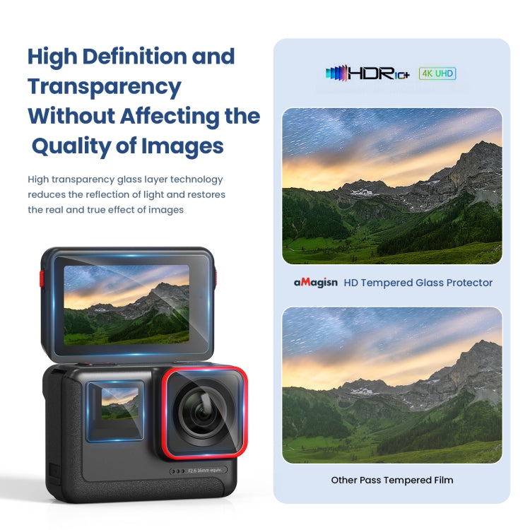 3 In 1 For Insta360 ACE aMagisn Tempered Film Protective Stickers Sports Camera Accessories by aMagisn