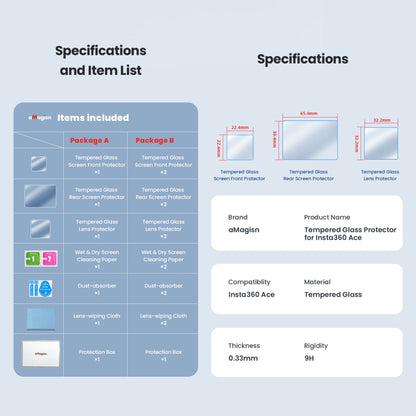 3 In 1 For Insta360 ACE aMagisn Tempered Film Protective Stickers Sports Camera Accessories by aMagisn