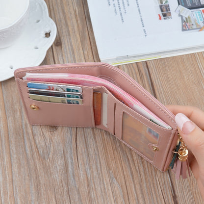 Short Leather Women Zipper Purse Panelled Wallets Trendy Coin Purse(Pink) - Wallets by buy2fix | Online Shopping UK | buy2fix