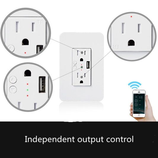 Smart Wall Socket 120 Type WIFI Remote Control Voice Control With USB Socket, Model:American Wall Socket - Smart Socket by buy2fix | Online Shopping UK | buy2fix