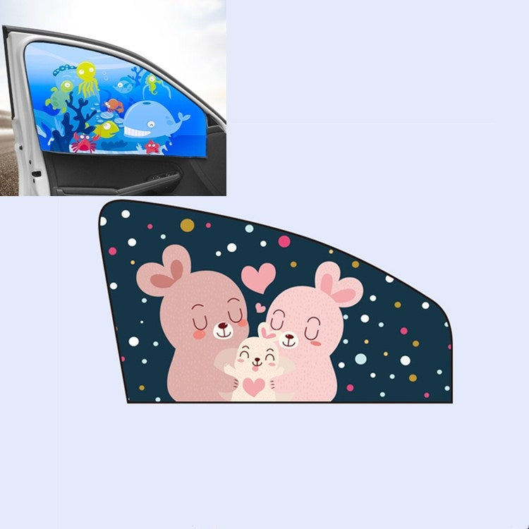 Car Cartoon Magnetic Sunshade Sunscreen Telescopic Collapsible Sunshield, Size:Driving(Rabbit) by buy2fix