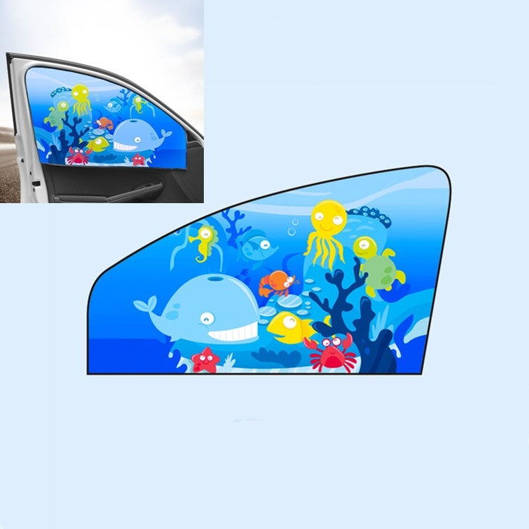 Car Cartoon Magnetic Sunshade Sunscreen Telescopic Collapsible Sunshield, Size:Co-pilot(Underwater World) by buy2fix