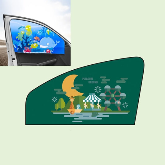 Car Cartoon Magnetic Sunshade Sunscreen Telescopic Collapsible Sunshield, Size:Co-pilot(Amusement Park) by buy2fix