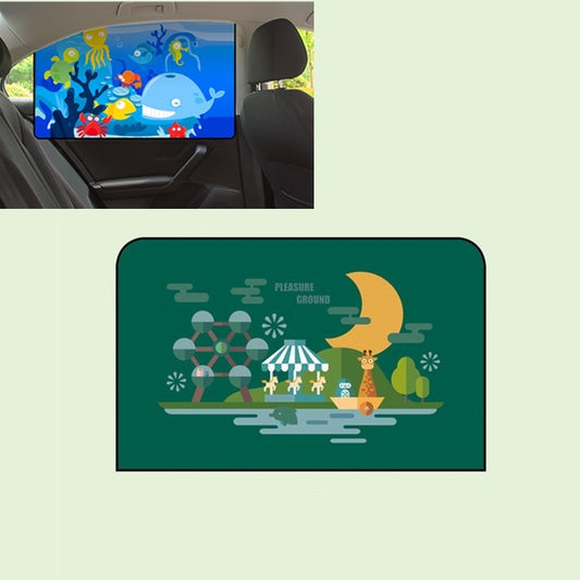Car Cartoon Magnetic Sunshade Sunscreen Telescopic Collapsible Sunshield, Size:Rear Square(Amusement Park) by buy2fix