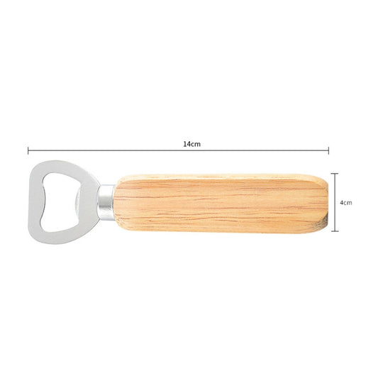 2 PCS Stainless Steel Beer Bottle Opener with Rubber Wood Handle Creative Gift Soda Bottle Driver - Openers by buy2fix | Online Shopping UK | buy2fix