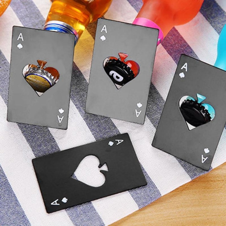 2 PCS Stainless Steel Bottle Beer Opener Poker Playing Card Spades Soda Bottle Cap Opener(Black) - Openers by buy2fix | Online Shopping UK | buy2fix