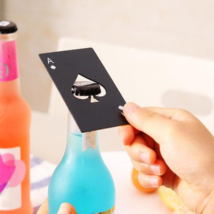 2 PCS Stainless Steel Bottle Beer Opener Poker Playing Card Spades Soda Bottle Cap Opener(Black) - Openers by buy2fix | Online Shopping UK | buy2fix
