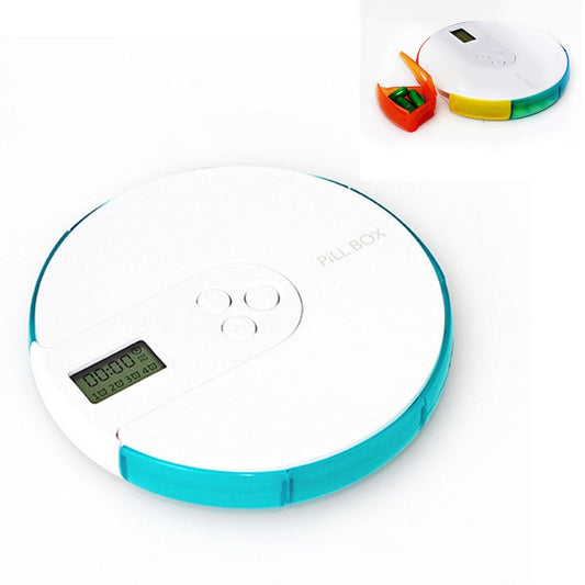 One Week Portable Timing Smart Pill Boxes Elder Reminding Electronic Medicine Box(Lake Green) - Pill Boxes by buy2fix | Online Shopping UK | buy2fix