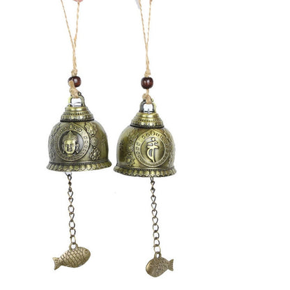 2 PCS Good Fortune Fortune House Creative Buddha Statue Model Bell Car Hanging Gift by buy2fix