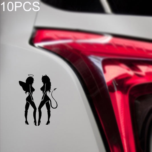 10 PCS QYPF ANGEL DEVIL Sexy Girl Car Sticker Car Styling Decal, Size: 18x14cm(Black) by buy2fix