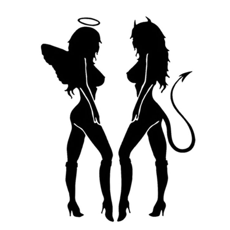 10 PCS QYPF ANGEL DEVIL Sexy Girl Car Sticker Car Styling Decal, Size: 18x14cm(Black) by buy2fix