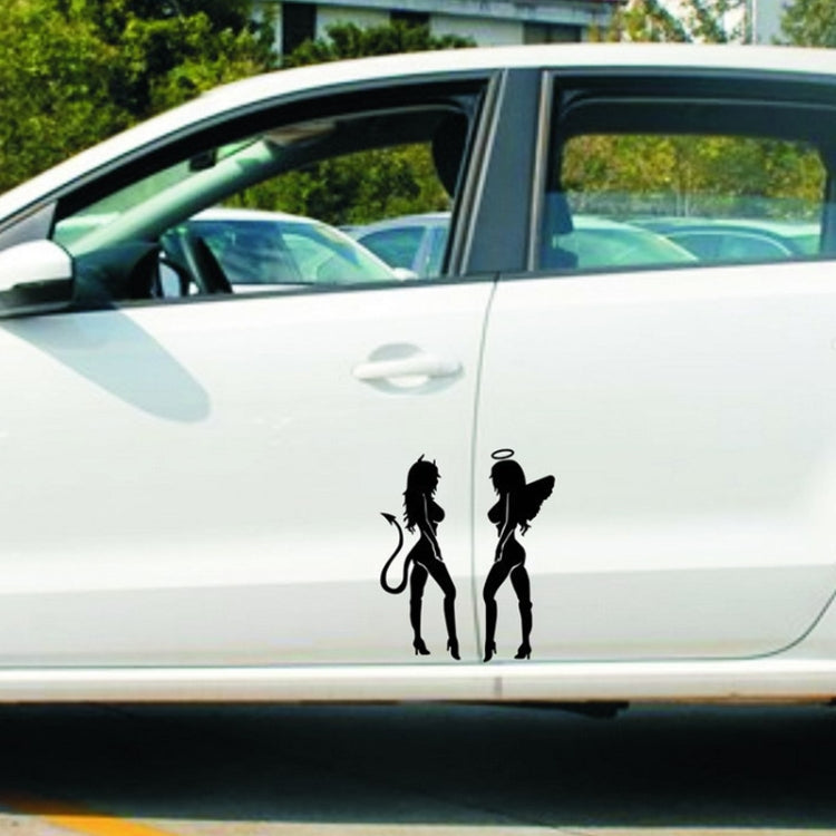 10 PCS QYPF ANGEL DEVIL Sexy Girl Car Sticker Car Styling Decal, Size: 18x14cm(Black) by buy2fix