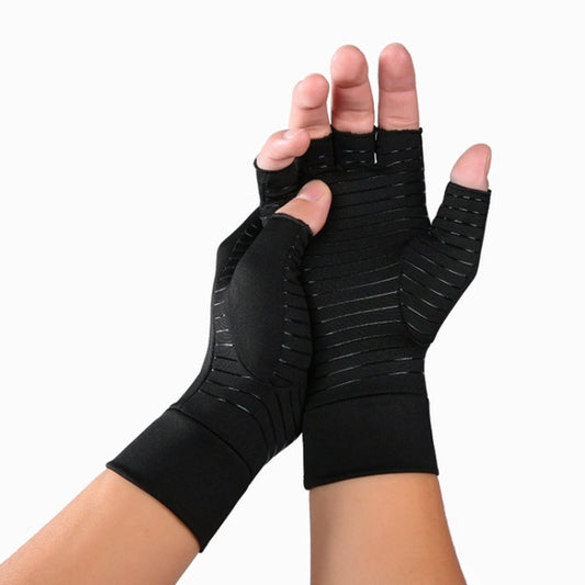 Black Fiber A Pair Sports Breathable Health Care Half Finger Gloves Rehabilitation Training Arthritis Pressure Gloves, Size:S - Safety Gloves by buy2fix | Online Shopping UK | buy2fix