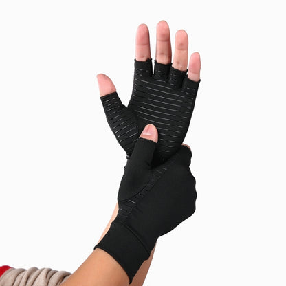 Black Fiber A Pair Sports Breathable Health Care Half Finger Gloves Rehabilitation Training Arthritis Pressure Gloves, Size:S - Safety Gloves by buy2fix | Online Shopping UK | buy2fix