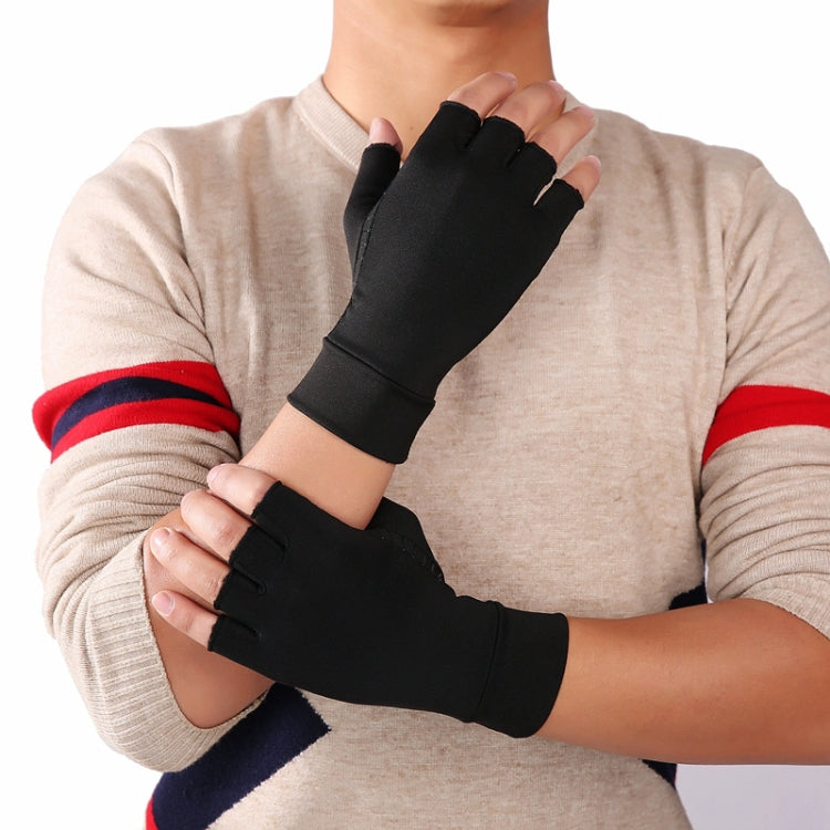 Black Fiber A Pair Sports Breathable Health Care Half Finger Gloves Rehabilitation Training Arthritis Pressure Gloves, Size:S - Safety Gloves by buy2fix | Online Shopping UK | buy2fix
