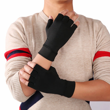 Black Fiber A Pair Sports Breathable Health Care Half Finger Gloves Rehabilitation Training Arthritis Pressure Gloves, Size:S - Safety Gloves by buy2fix | Online Shopping UK | buy2fix