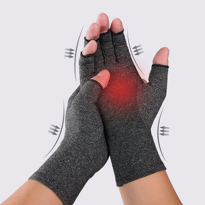 Black Fiber A Pair Sports Breathable Health Care Half Finger Gloves Rehabilitation Training Arthritis Pressure Gloves, Size:S - Safety Gloves by buy2fix | Online Shopping UK | buy2fix