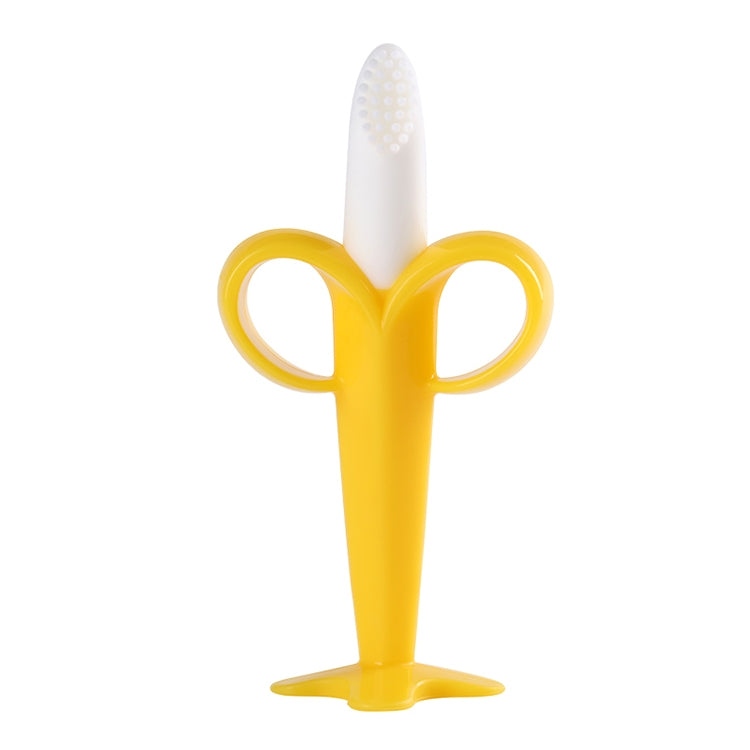 3 PCS Baby Silicone Training Toothbrush Banana Shape Safe Toddle Teether Chew Toys Teething Ring Gift for Infant Baby Chewing(Yellow-B) - Baby Toys by buy2fix | Online Shopping UK | buy2fix