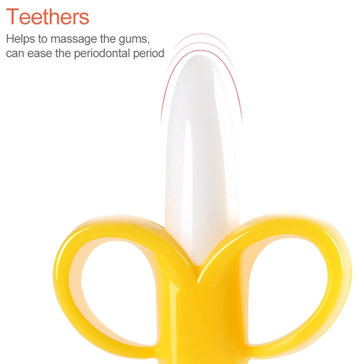 3 PCS Baby Silicone Training Toothbrush Banana Shape Safe Toddle Teether Chew Toys Teething Ring Gift for Infant Baby Chewing(Yellow-B) - Baby Toys by buy2fix | Online Shopping UK | buy2fix