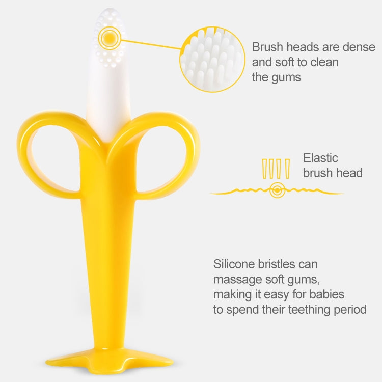3 PCS Baby Silicone Training Toothbrush Banana Shape Safe Toddle Teether Chew Toys Teething Ring Gift for Infant Baby Chewing(Yellow-B) - Baby Toys by buy2fix | Online Shopping UK | buy2fix