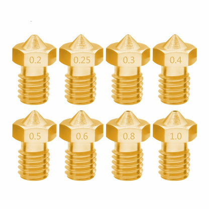 8 PCS Bugatti 3D Printer Accessories E3D-V5 V6 Nozzle M6 Thread Consumables Hot Nozzle, Size:3/0.3mm by buy2fix