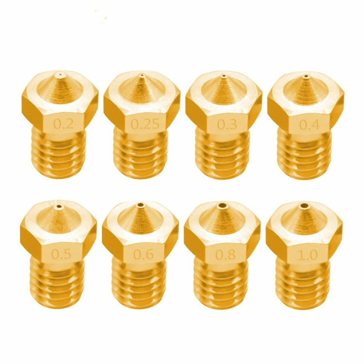 8 PCS Bugatti 3D Printer Accessories E3D-V5 V6 Nozzle M6 Thread Consumables Hot Nozzle, Size:3/0.3mm by buy2fix