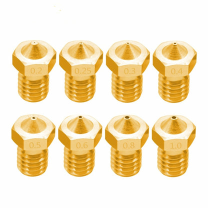 8 PCS Bugatti 3D Printer Accessories E3D-V5 V6 Nozzle M6 Thread Consumables Hot Nozzle, Size:3/0.5mm by buy2fix