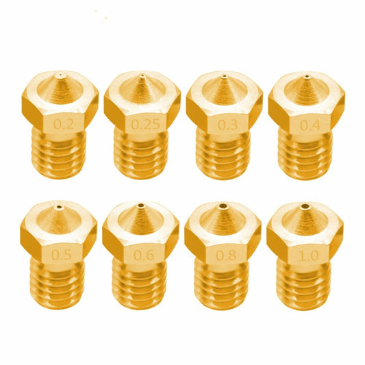 8 PCS Bugatti 3D Printer Accessories E3D-V5 V6 Nozzle M6 Thread Consumables Hot Nozzle, Size:3/0.5mm by buy2fix
