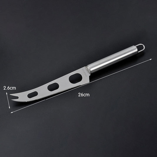 Stainless Steel Cheese Knife With Fork Tip Cheese Butter Knife Slicer Butter Pizza Cutter - Cutter & Peeler by buy2fix | Online Shopping UK | buy2fix