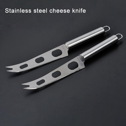 Stainless Steel Cheese Knife With Fork Tip Cheese Butter Knife Slicer Butter Pizza Cutter - Cutter & Peeler by buy2fix | Online Shopping UK | buy2fix