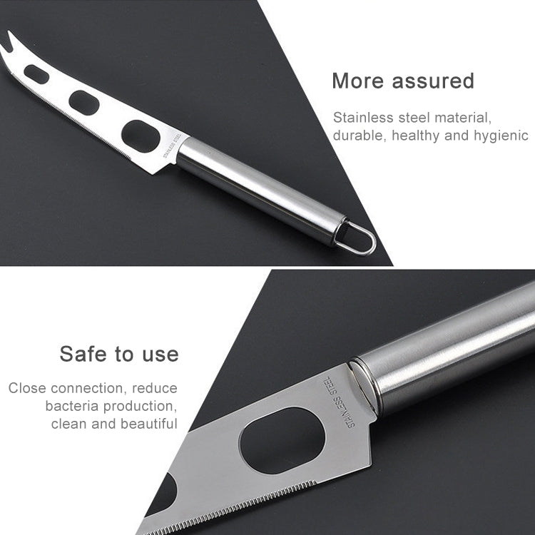 Stainless Steel Cheese Knife With Fork Tip Cheese Butter Knife Slicer Butter Pizza Cutter - Cutter & Peeler by buy2fix | Online Shopping UK | buy2fix