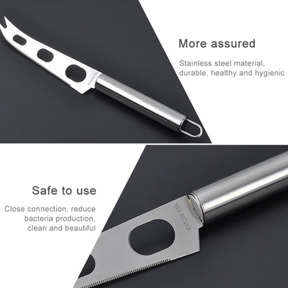 Stainless Steel Cheese Knife With Fork Tip Cheese Butter Knife Slicer Butter Pizza Cutter - Cutter & Peeler by buy2fix | Online Shopping UK | buy2fix