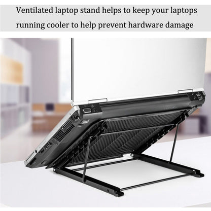 Portable Desktop Folding Cooling Metal Mesh Adjustable Ventilated Holder(Black) by buy2fix