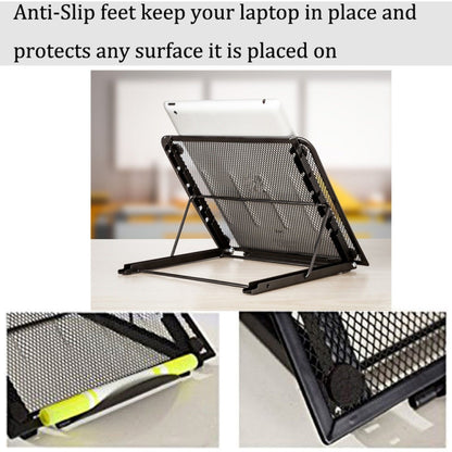 Portable Desktop Folding Cooling Metal Mesh Adjustable Ventilated Holder(Black) by buy2fix