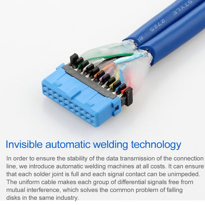 50CM USB3.0 Data Cable Motherboard 20p To Dual Usb3.0 Baffle Line With Ear by buy2fix