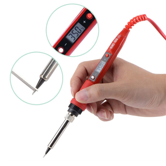908S 80W LCD Thermostat Soldering Iron Constant Temperature Soldering Iron, Plug Type:CN Plug(Red) by buy2fix