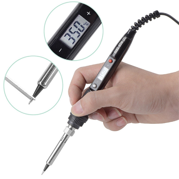 908S 80W LCD Thermostat Soldering Iron Constant Temperature Soldering Iron, Plug Type:CN Plug(Black) - Electric Soldering Iron by buy2fix | Online Shopping UK | buy2fix