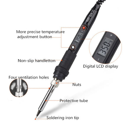 908S 80W LCD Thermostat Soldering Iron Constant Temperature Soldering Iron, Plug Type:CN Plug(Black) - Electric Soldering Iron by buy2fix | Online Shopping UK | buy2fix