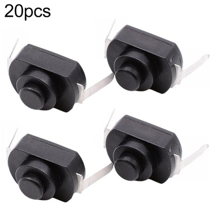 20 PCS YT-1208-YD LED Flashlight Button Switch, Style:Bent Feet(Black) - Switch by buy2fix | Online Shopping UK | buy2fix