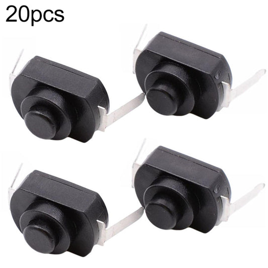 20 PCS YT-1208-YD LED Flashlight Button Switch, Style:Bent Feet(Black) - Switch by buy2fix | Online Shopping UK | buy2fix