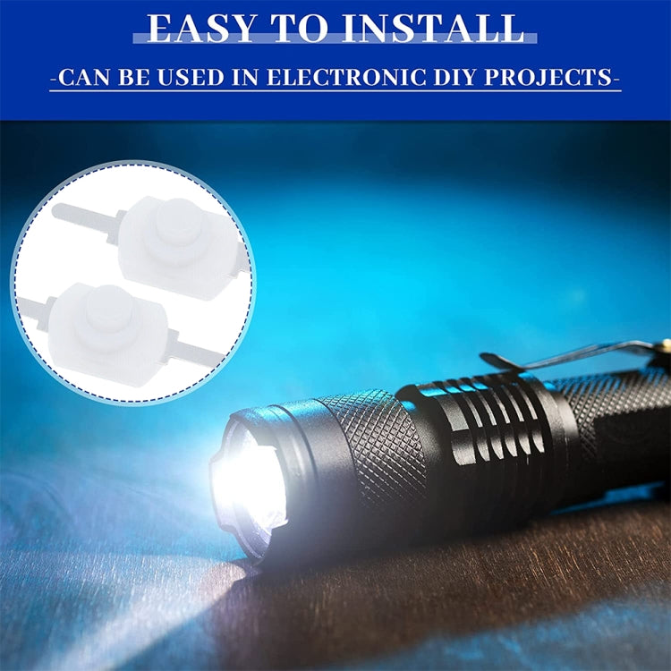 20 PCS YT-1208-YD LED Flashlight Button Switch, Style:Straight Feet(White) - Switch by buy2fix | Online Shopping UK | buy2fix